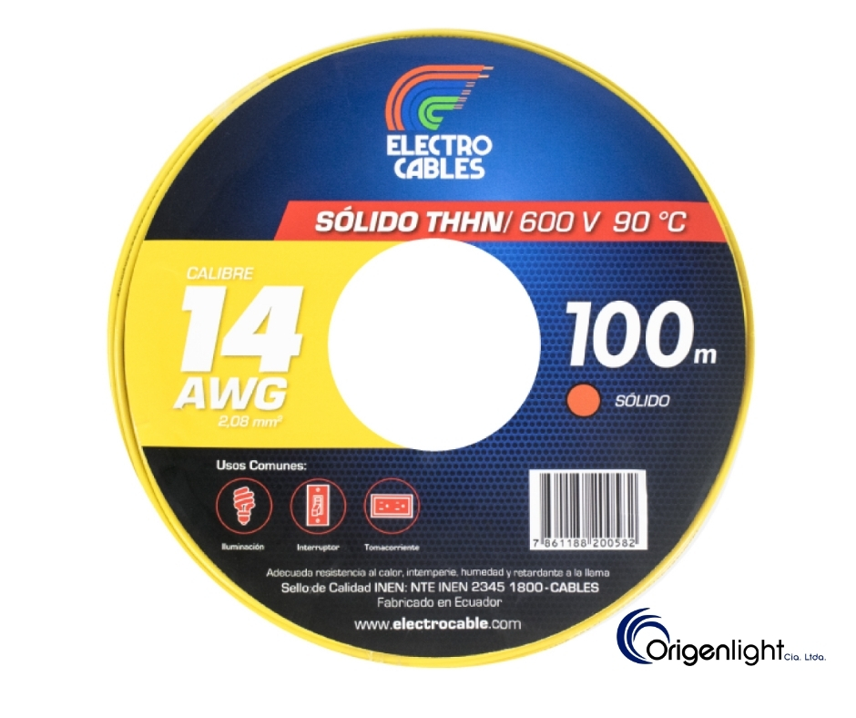 CABLE SOLIDO # 14 THHN AMARILLO ELECTROCABLES