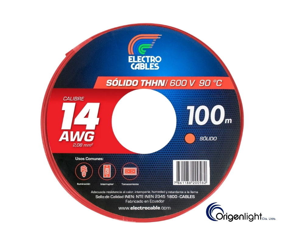 CABLE SOLIDO # 14 THHN ROJO ELECTROCABLES
